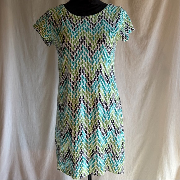 100% Cotton Hatley Green & Blue Shift Dress / Swimsuit Coverup Women’s Sz Small - Picture 1 of 10